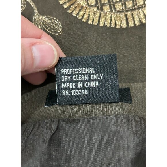 Peck & Peck Brown Silk Linen Blend Embroidered A-Line Skirt Womens Size 6 Boho - Picture 7 of 9